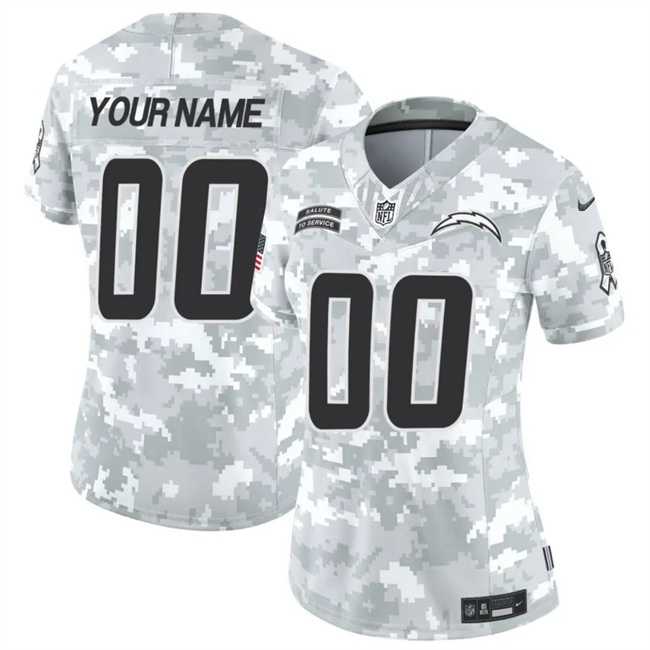 Womens Los Angeles Chargers Active Player Custom 2024 F.U.S.E Arctic Camo Salute To Service Limited Stitched Football Jersey(Run Small)